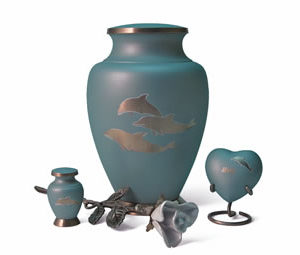 Aria Urn dolphin with rose