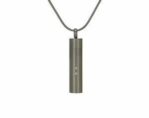 Pewter cylinder pendant with cubic zirconias
