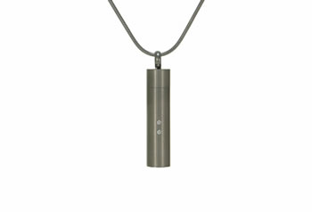 Pewter cylinder pendant with cubic zirconias